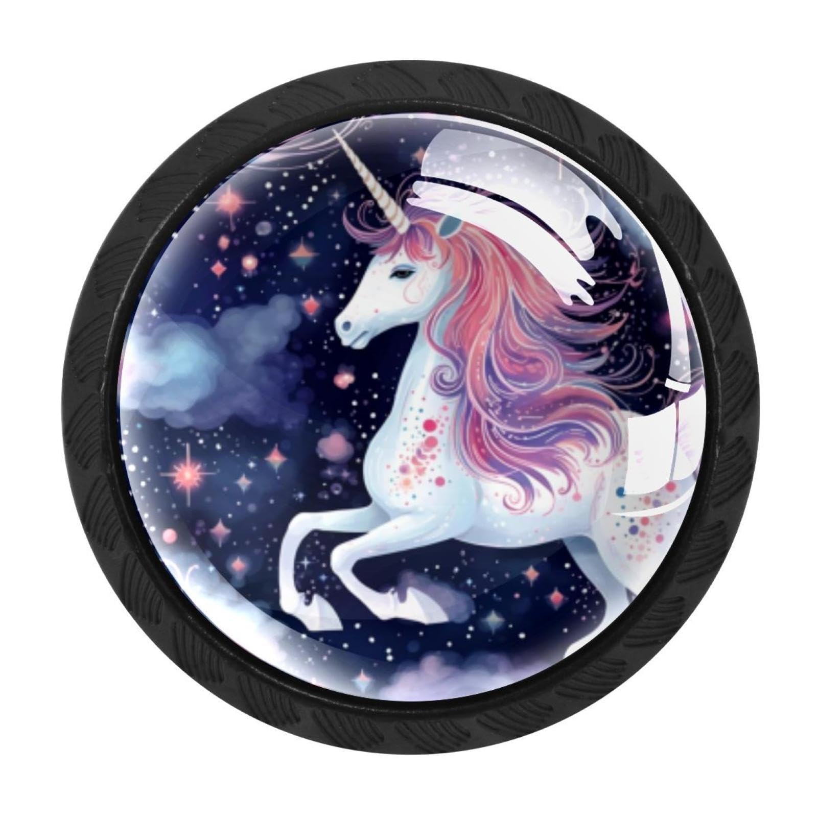 Chenzzzz Multicolored 18 4 Pack Cabinet Handles Black Starry Unicorn Cabinet Knobs Draw