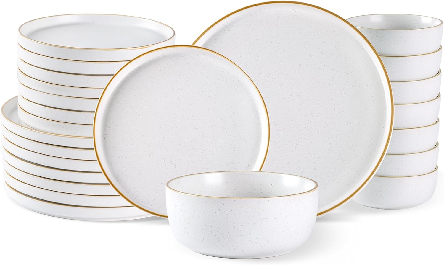AmorArc Stoneware Dinnerware Sets for 8,Reactive Ceramic Plates and Bowls Set,Highly Chip and Crack Resistant | Dishwasher & Microwave Safe | Round Dishes Set Service for 8 (24pc)