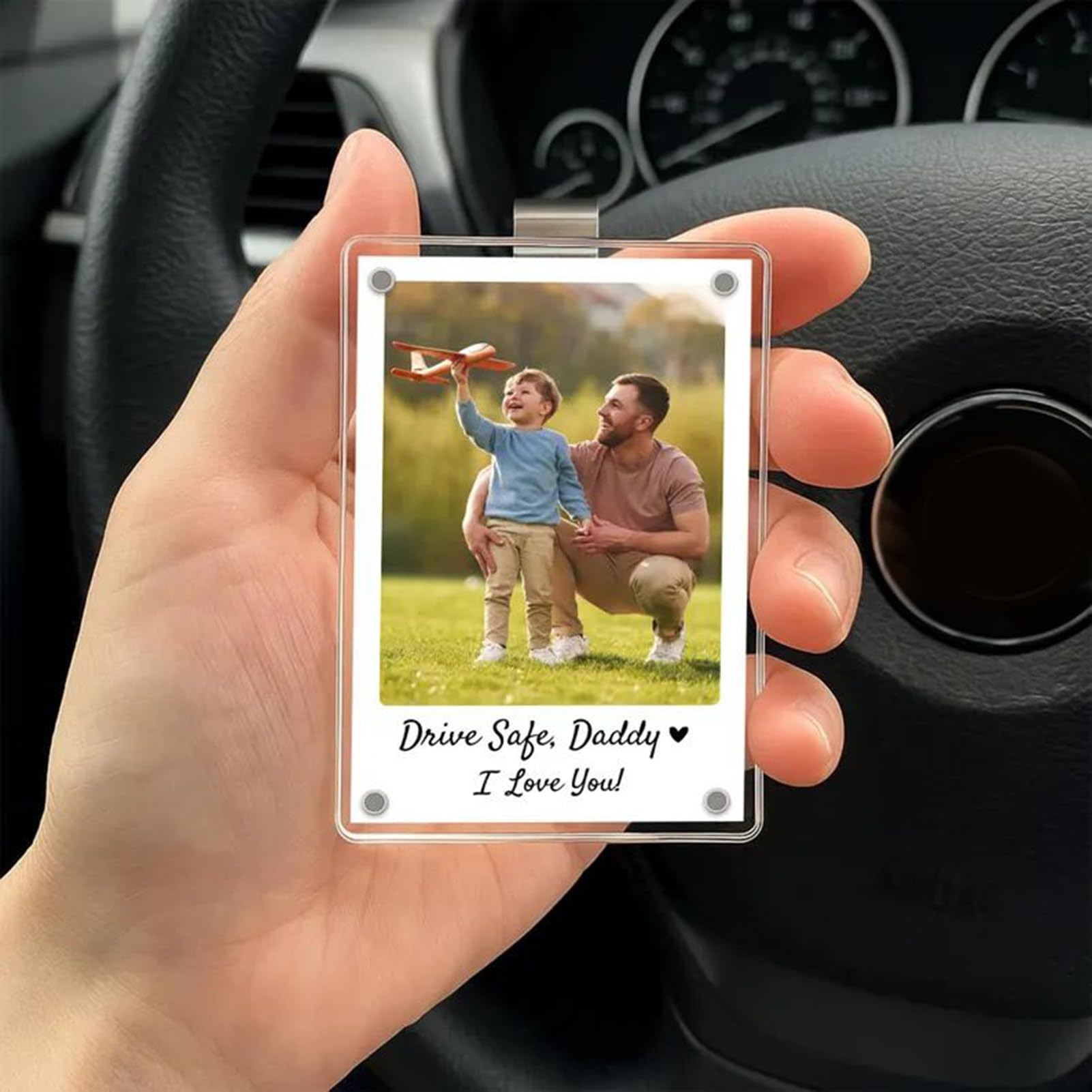 Porte-photo Magnétique Pour Pare-soleil Voiture - Cadre Acrylique Pour Photos 8 Cm, Idéal Cadeau - 7