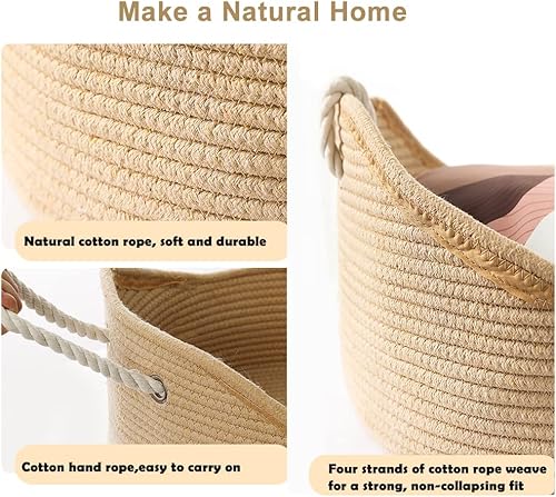 Miniatura 3 de Cama de algodón tejida para gatos con cuerda de algodón para perros pequeños y gatos, cesta de nido para dormir, hecha a mano, cuna natural para