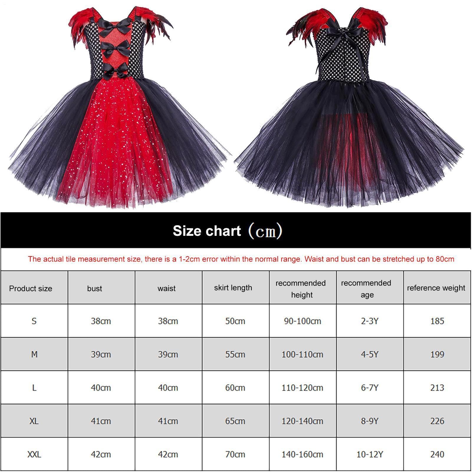 Vampiro Dress Kids Princess Guanti Corona Collana Set | Vestito gotico in tulle per bambine dai 2 ai 12 anni, per tutti i giorni, fantasma, festival, feste, giochi di ruolo
