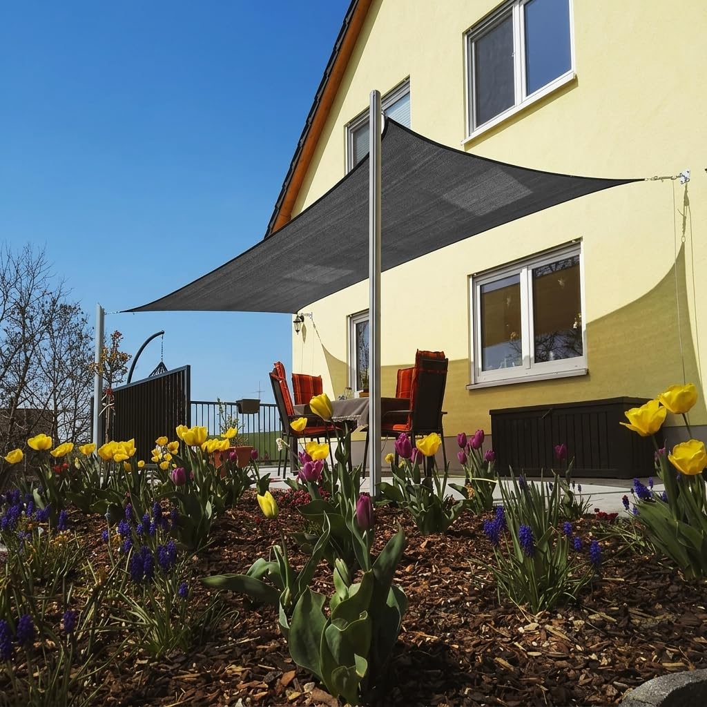 Vela Ombreggiante Quadrata in HDPE 4x4 m Cloud – Traspirante UV, Anelli Acciaio Inox, Antimuffa – Per Giardino e Terrazza