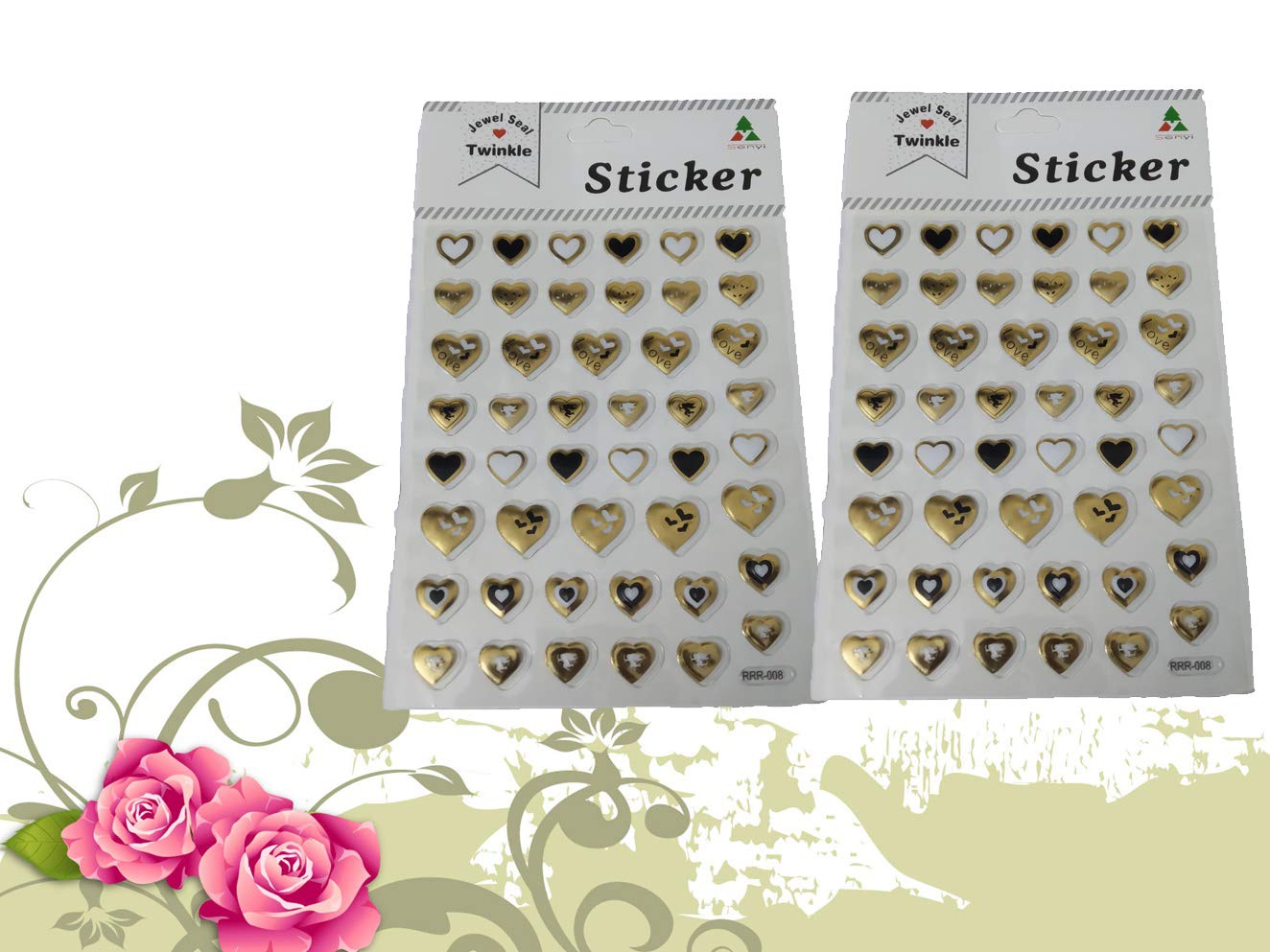 LIGHTER HOUSE�Imported Stuff Golden Colour Different Shapes Love self Adhesive Stickers for Art & Craft Decoration-(05 Packs/230 Pcs.)-image-37