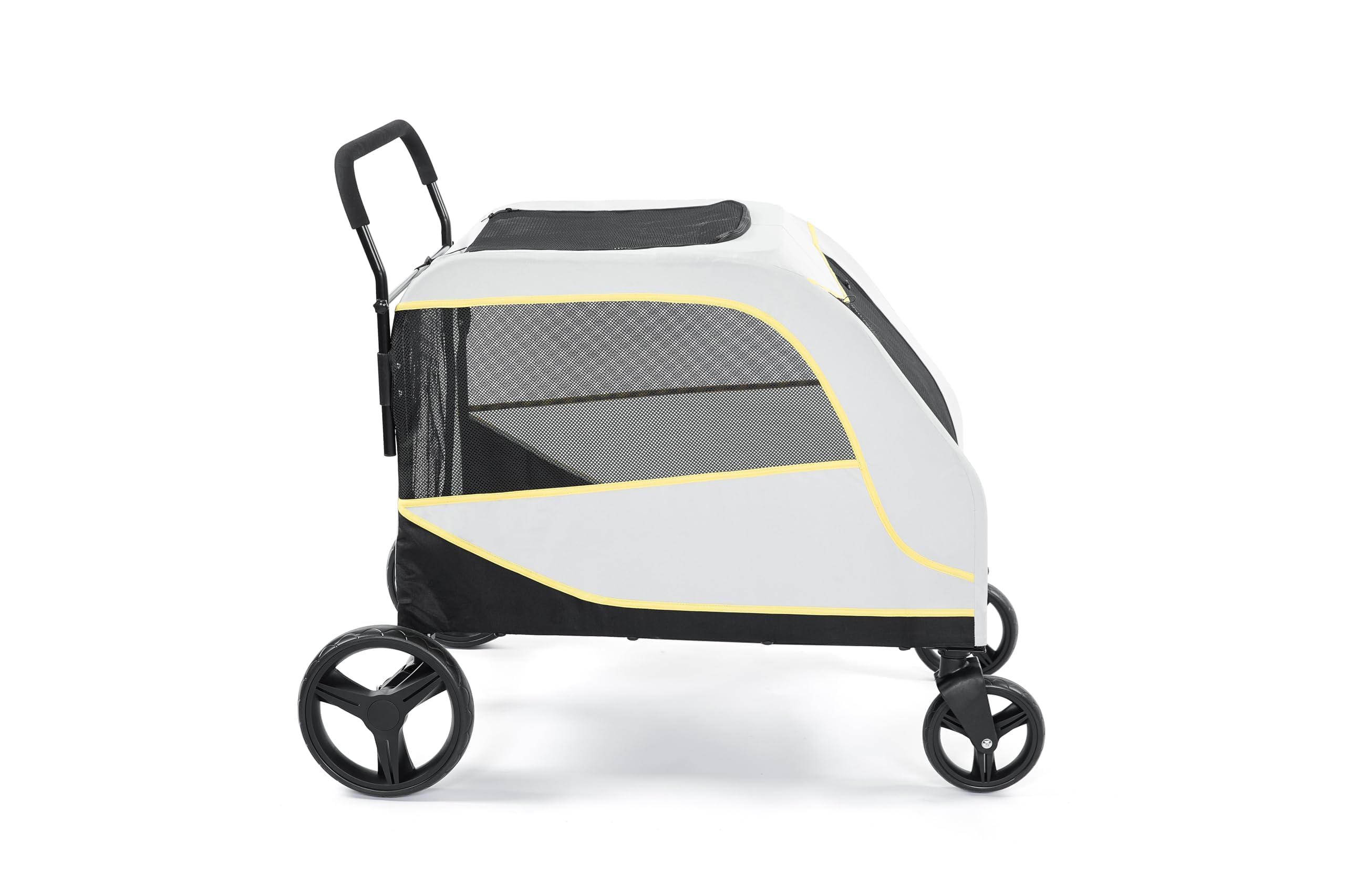 Aptliton Grande poussette pour chien jusqu'à 50 kg – Poussette pliable pour chien avec rampe intégrée, fonction poussée et traction 2 en 1, roues tout terrain, jogging sportif pour grands et vieux