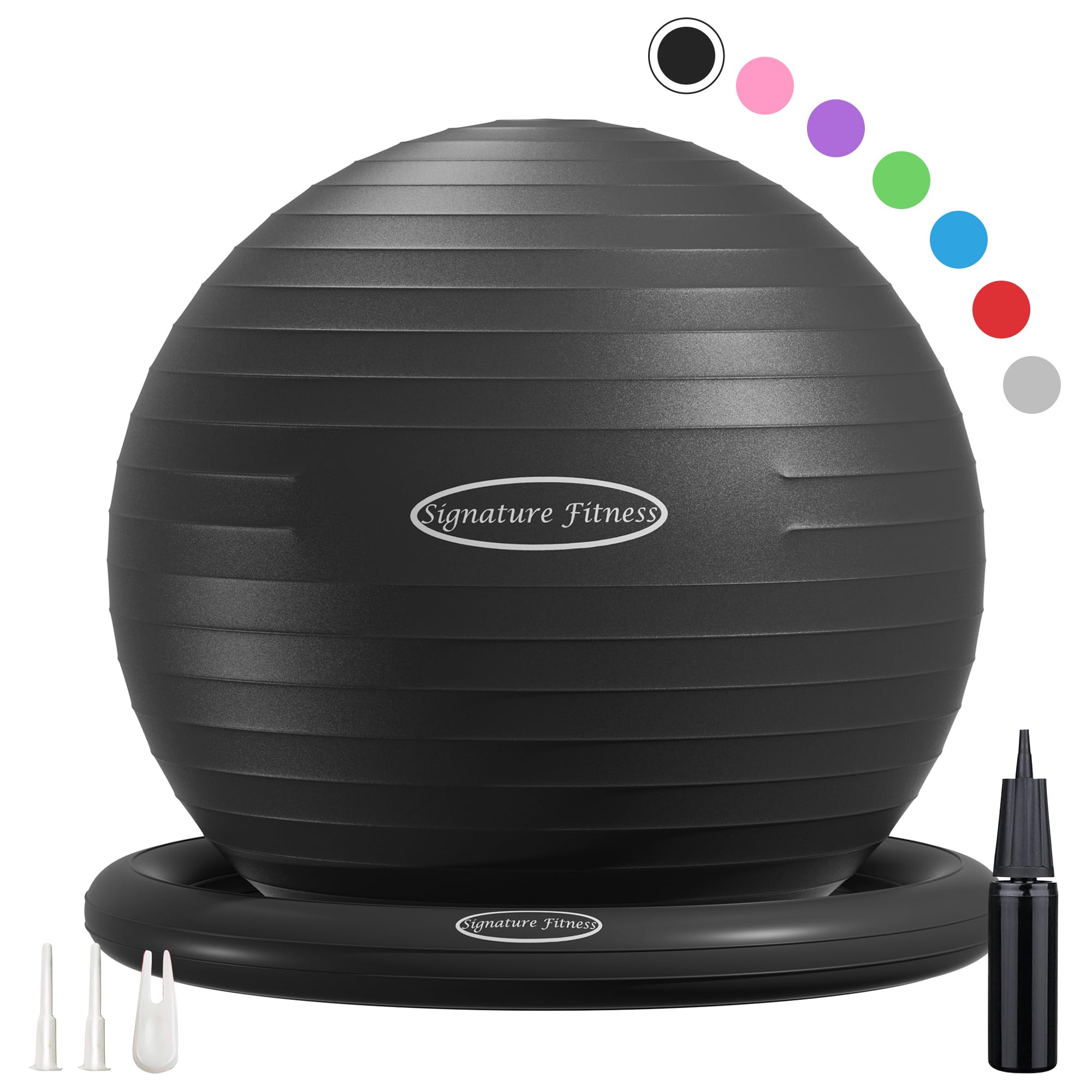 Fitvids Anti-Burst and Slip Resistant Exercise Yoga Fitness Birthing Ball with Quick Pump, 2,000-Pound Capacity, Multiple Colors and Sizes