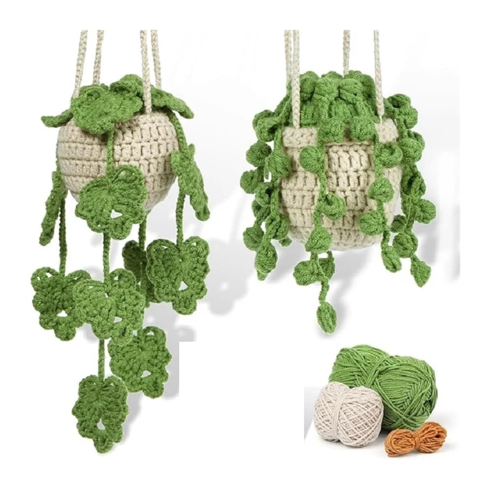 OPIGJUFD Kits de Ganchillo Kit de planta colgante crochet for principiantes con instrucciones, hilo algodón, agujas, ganchos y juego herramientas for tejer para Proyectos de Manualidades(Type2)