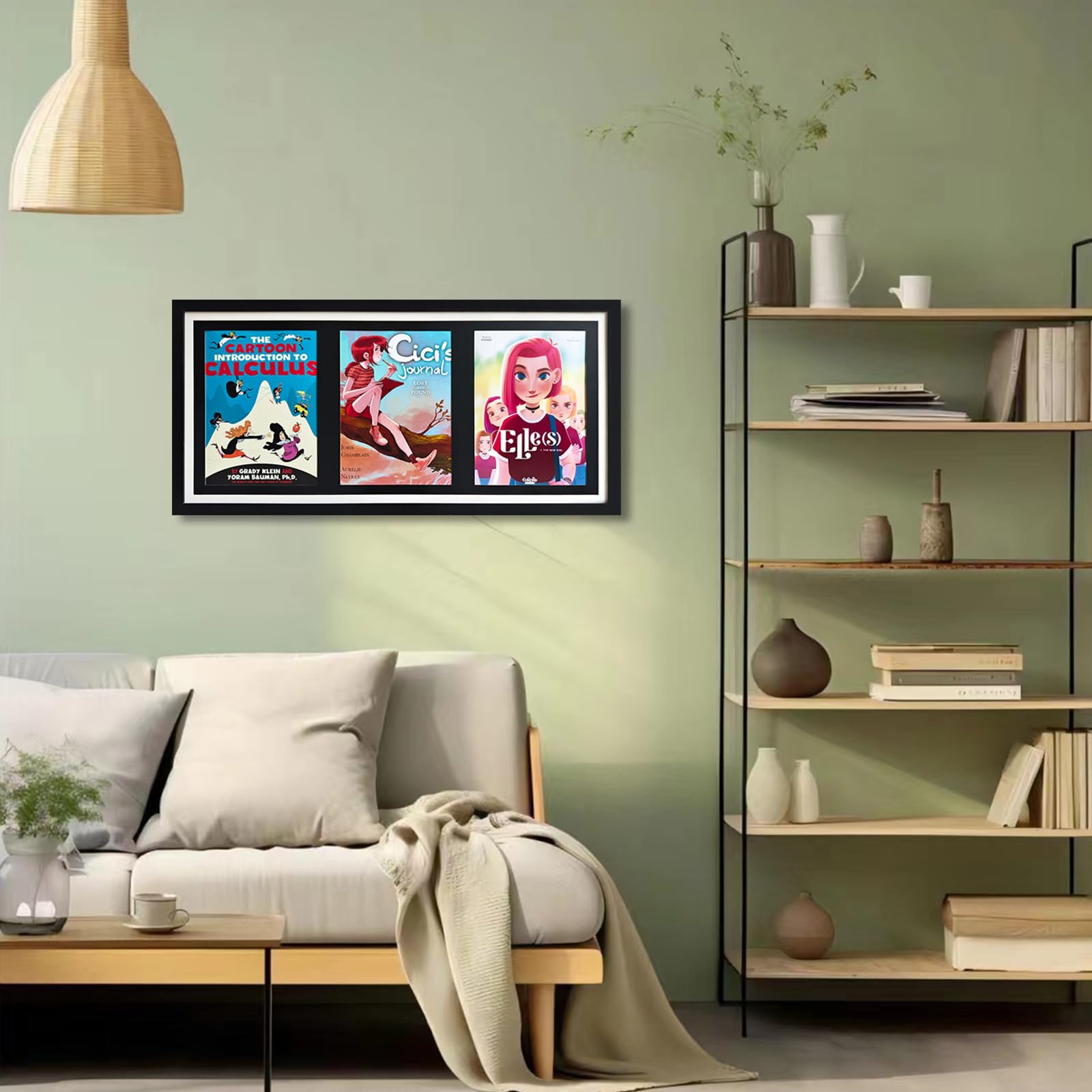 Comicbuch-Aufbewahrung, Comic-Buch-Schatten-Box, 3 Zeitschriftenständer, Holz-Comicbuch-Fame, Sport-Magazinrahmen für 21,6 x 29,2 cm Comics/Zeitschriften, mit schwarzem Kern, mit installierten