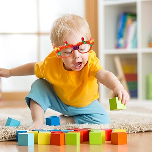 Miniatura 8 de Hxezoc 12 Pcs DIY Building Bricks Glasses Building Blocks Games for Kids Creative Building Block Birthday Party Supplies