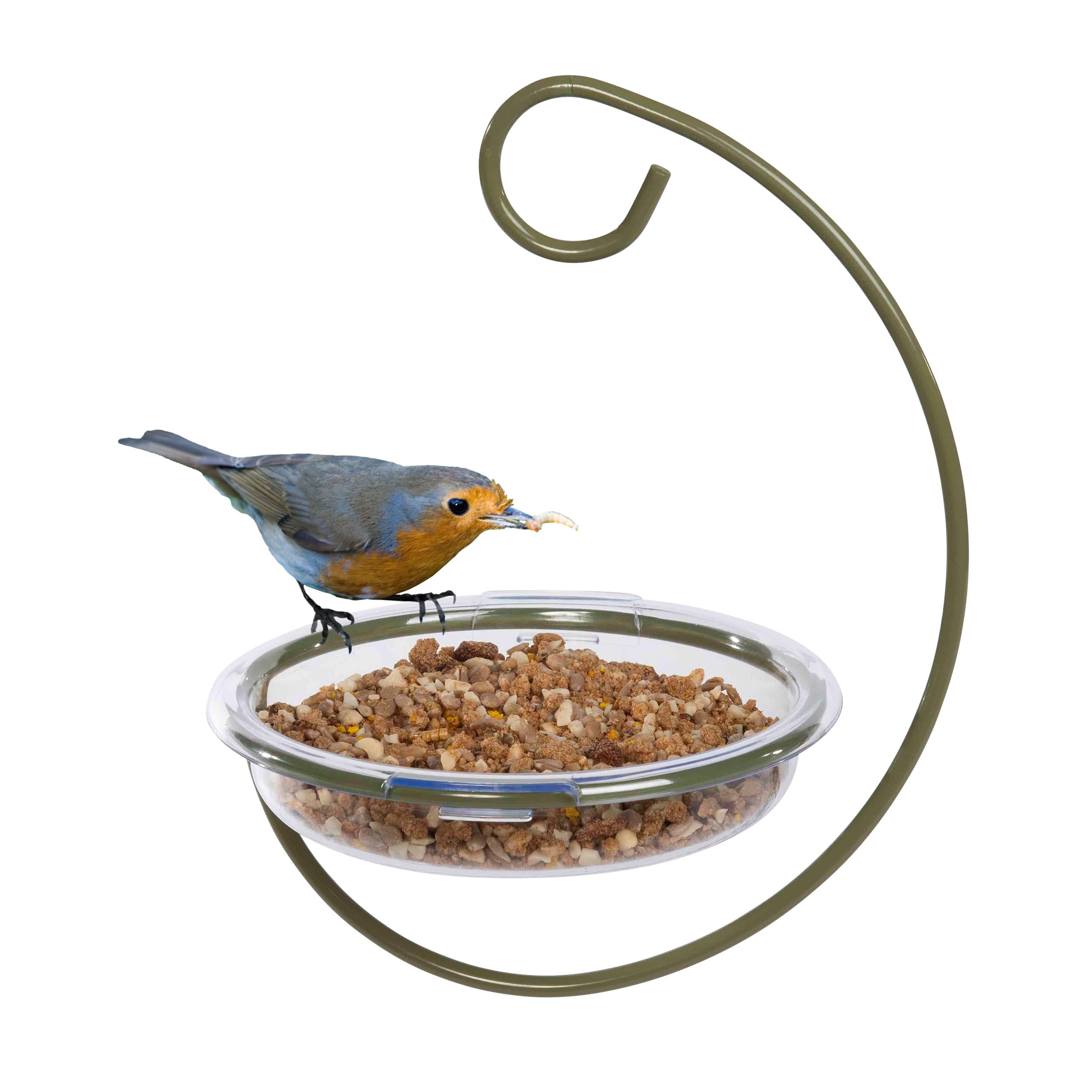 Mealworm and Robin bird feeder - Jacobi Jayne® Easy-Clean Hanging Treat Dish - Ideal for Bird Seed, Mealworms & table scraps - Hanging bird feeder for wild bird food (Hanging Treat Dish)