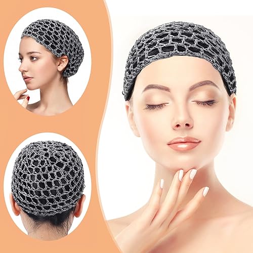 Miniatura 9 de Etercycle 2 piezas de malla de ganchillo para el cabello, redecilla de ganchillo de punto de rayón suave, accesorio para cubrir el cabello, gorro de