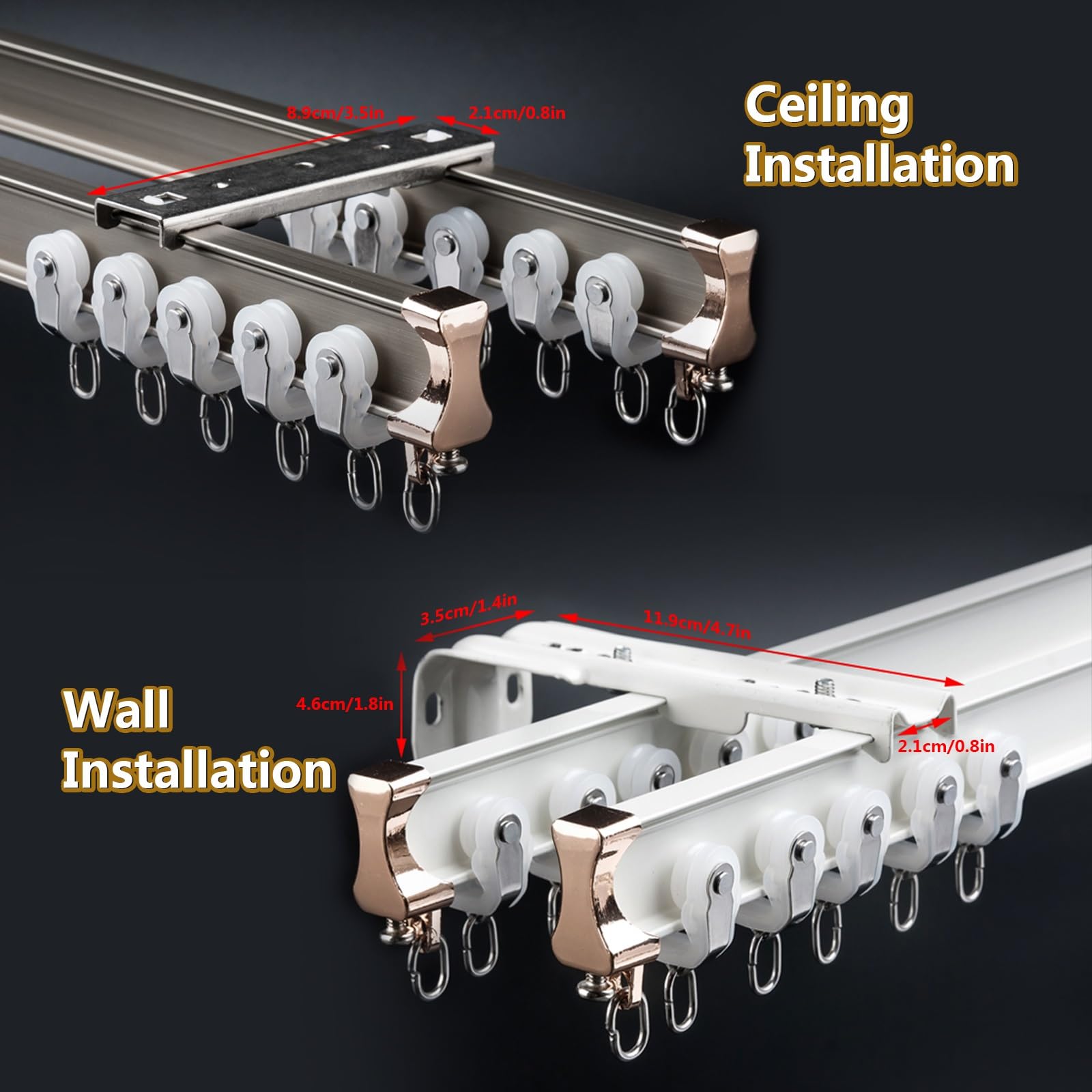 Rail de Rideau Flexible et Pliable en Aluminium pour Montage au Plafond ou au Mur (2,3 à 19,7 Pieds) pour Rideaux de Douche en Forme de U ou de L, Baie vitrée, séparateur de pièce - Facile à