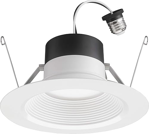 Juno Serie E Luz de techo LED de 5"/6", iluminación empotrada con ribete deflector y interruptor 5-en-1 de color blanco intercambiable, 1200 lúmenes