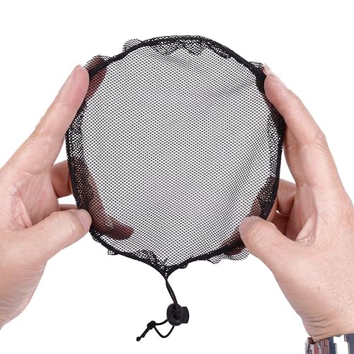 Miniatura 5 de 5 piezas de red de pelo de cola de caballo negro con cordón elástico base de red para hacer pelo moño peluca herramienta para mujer (redondo)