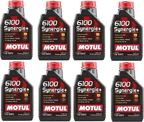 Motul 108646 - Juego de 8 botellas de aceite de motor 6100 Synergie+ 10W-40 de 1 litro