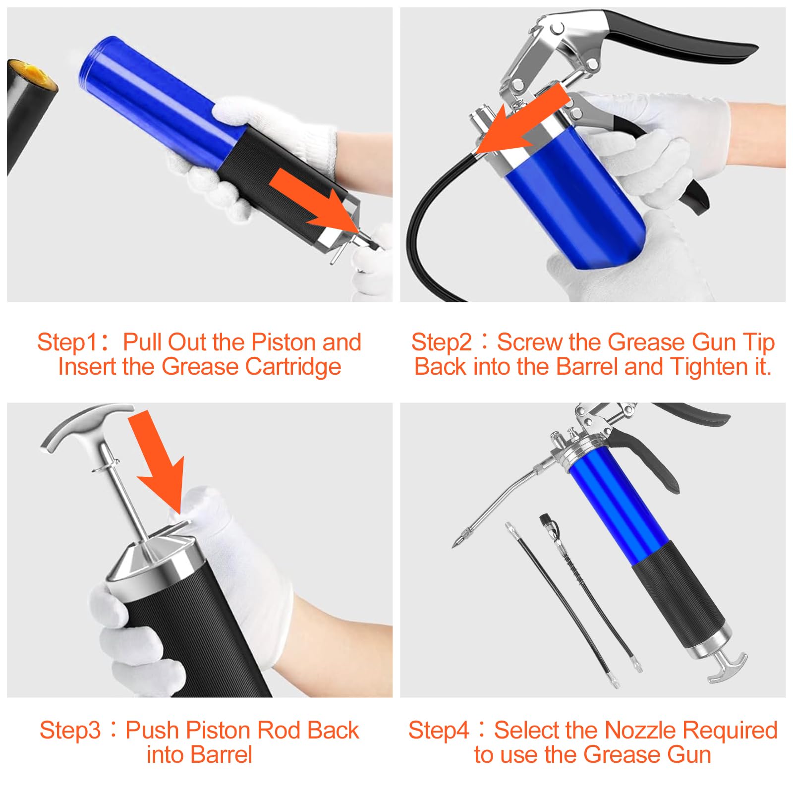 Pistola Per Grasso Manuale Con Tubo - Ingrassatore Autobloccante Per Manutenzione Meccanica - Foto 9