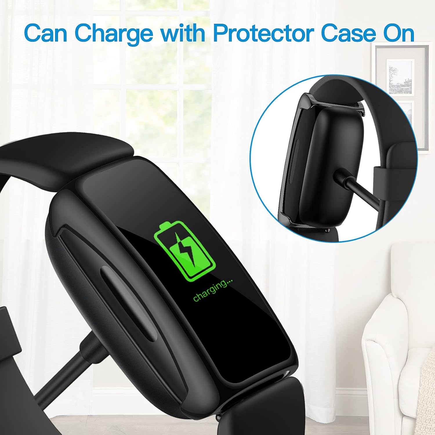 EZCO 2-Pack Screen Protector Case Compatible with Fitbit Inspire 2 (Not for Inspire), Full Coverage High HD Case Protective Screen Cover Bumper Frame for Inspire 2 Smartwatch