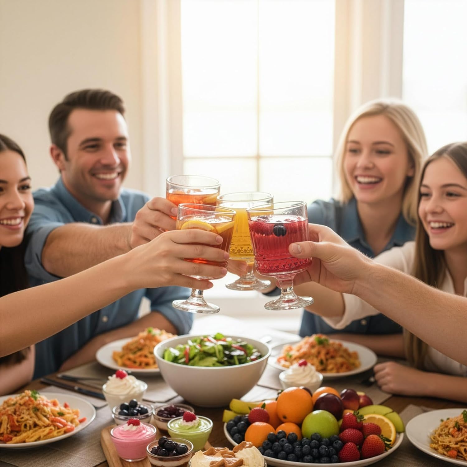6 Pack Vintage Glass Goblets, 7.5 OZ Clear Wine Glasses, Retro Embossed Pattern Stemmed Cups, Romantic Water Drinking Glassware, for Beverages Iced Tea Beer Juice Cocktail, Dishwasher Safe - Image 8