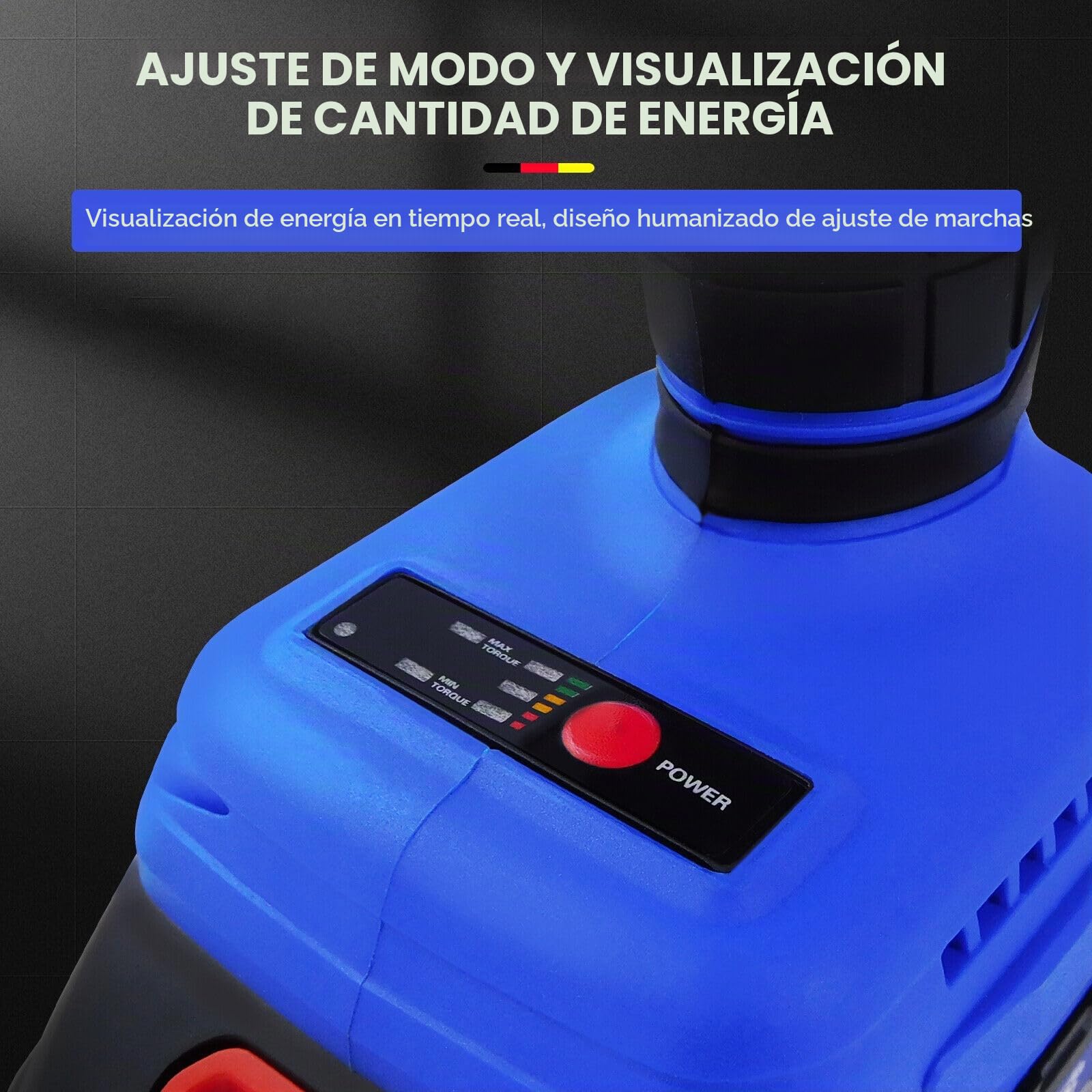 DayPlus Atornillador de impacto con batería de 18 V con 1 batería de 6,0 Ah, 420 Nm, atornillador de impacto giratorio para cambiar neumáticos, 3200 rpm, luz LED, 4 enchufes hembra de 14/17/19/22 mm,