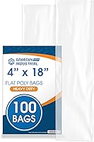 Vista 9 de Spartan Industrial - Bolsas de plástico planas de extremo abierto de 4" x 16" (100 unidades) de 2 mil - Bolsas de polietileno transparente