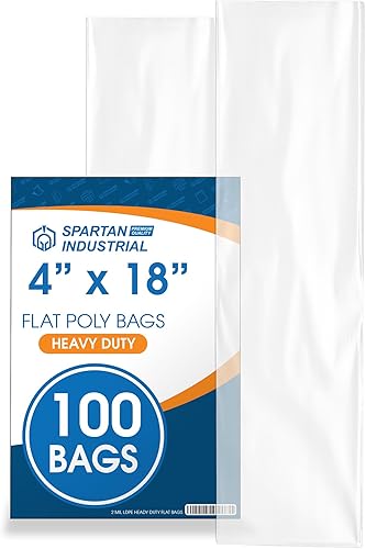 Miniatura 9 de Spartan Industrial - Bolsas de plástico planas de extremo abierto de 4" x 16" (100 unidades) de 2 mil - Bolsas de polietileno transparente