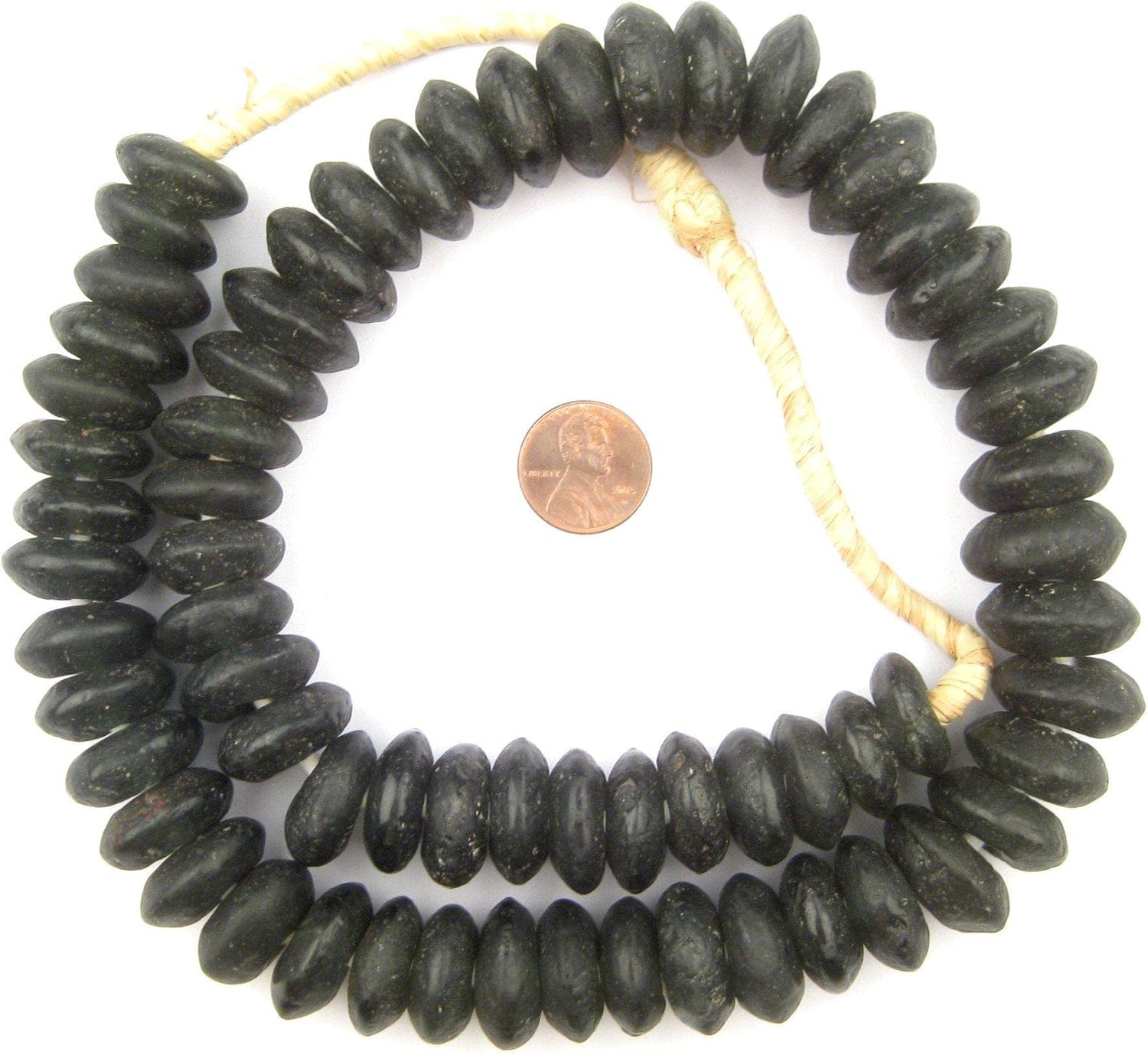 The Bead Chest Jumbo Rondelle Recycled Glass Beads: Extra Large African Disk Home Decor Beads for DIY Jewelry, Coffee Table, and Interior Design (Black)