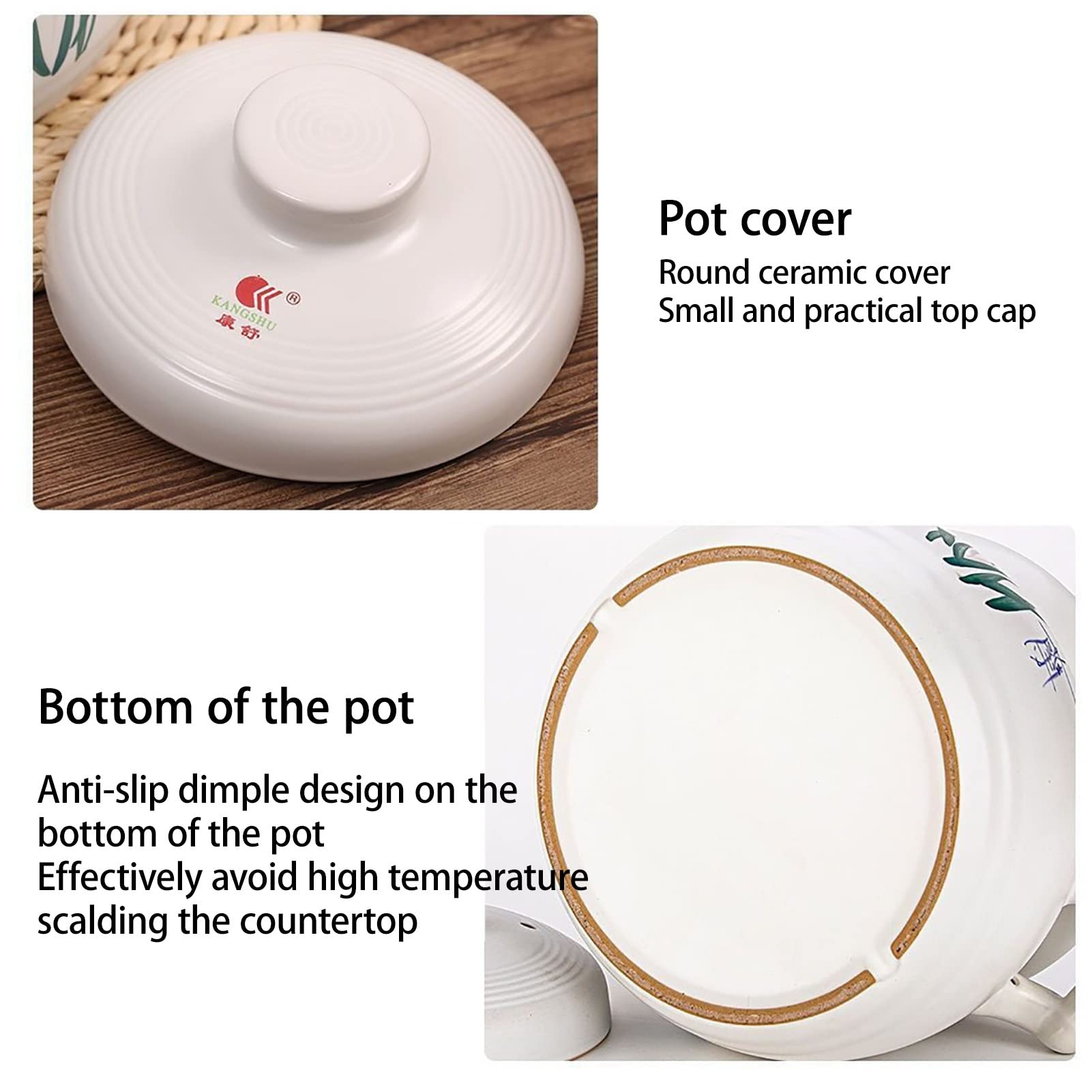 Gliniany Garnek Do Gotowania Podwójne Uchwyty Dutch Oven Z Pokrywką Nieprzywierający Ceramiczny Garnek Gotowania Gulaszu Gotowania Na Parze(6.2L)