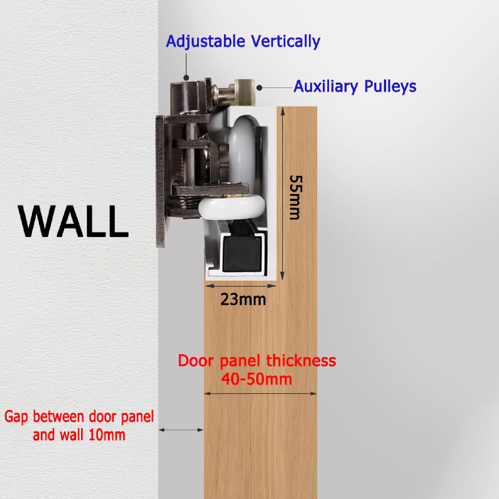 Kit per Porte scorrevoli Invisibili,Binario Porta Scorrevole Invisibile,Kit per Porta Invisibile,Funzionamento Fluido,Design Invisibile,Adatto per camere da Letto