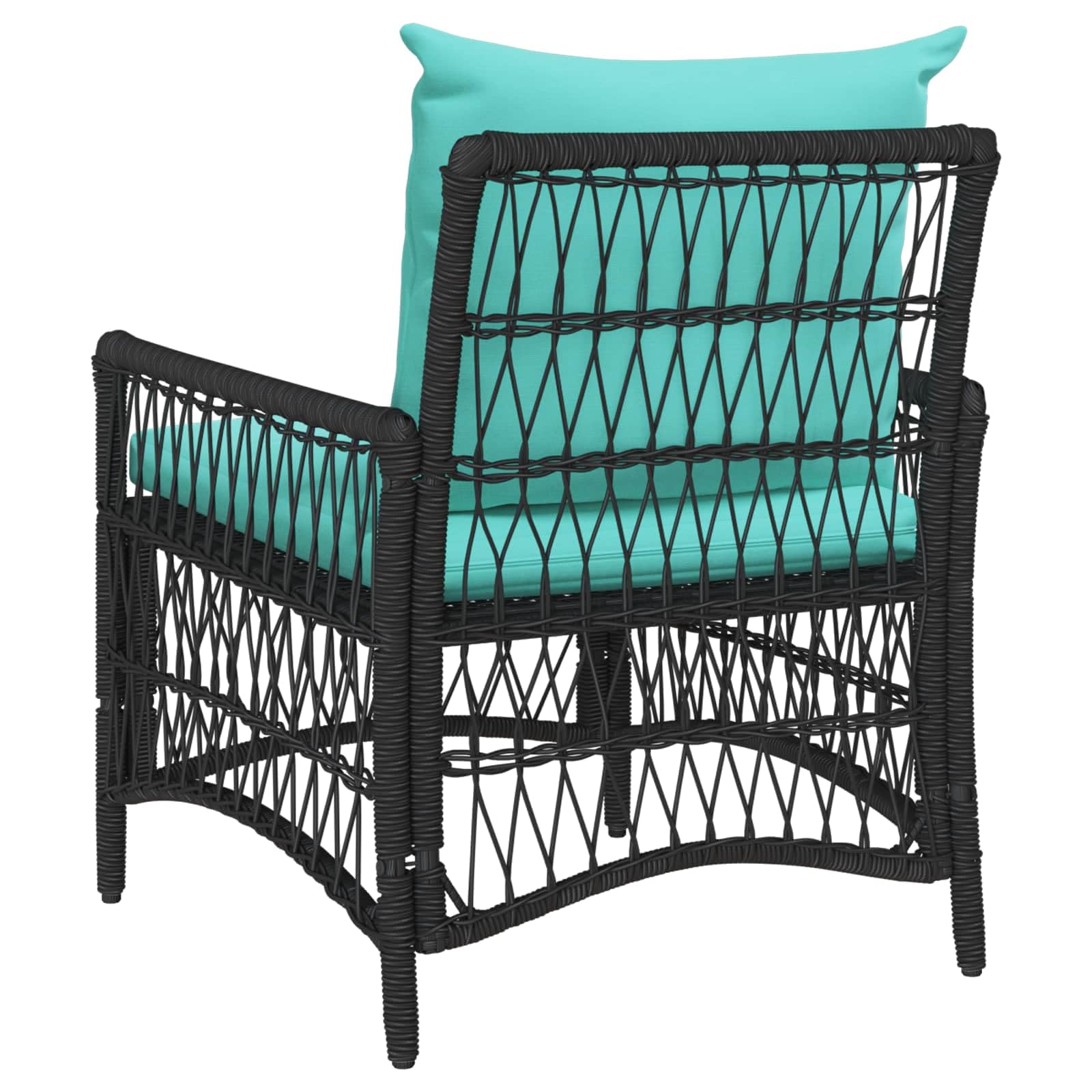 Krzeslo Ogrodowe Polirattan Czarny z Poduszka 73x61x77 cm Ogrodowe Krzeslo Balkonowe z Stalowa Rama, Wodoodporne Siedzisko Tarasowe Ergonomiczne, 110 kg