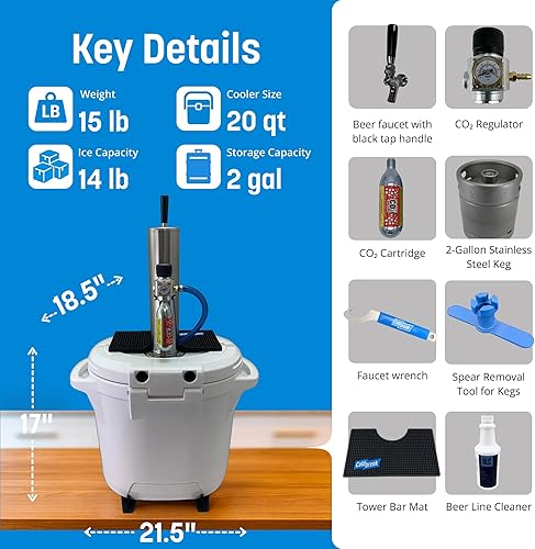 Miniatura 3 de Coldbreak ColdOne Kegerator portátil, barril de 2 galones, cocteles artesanales por lotes, barril de 256 onzas de fácil llenado (Greg)