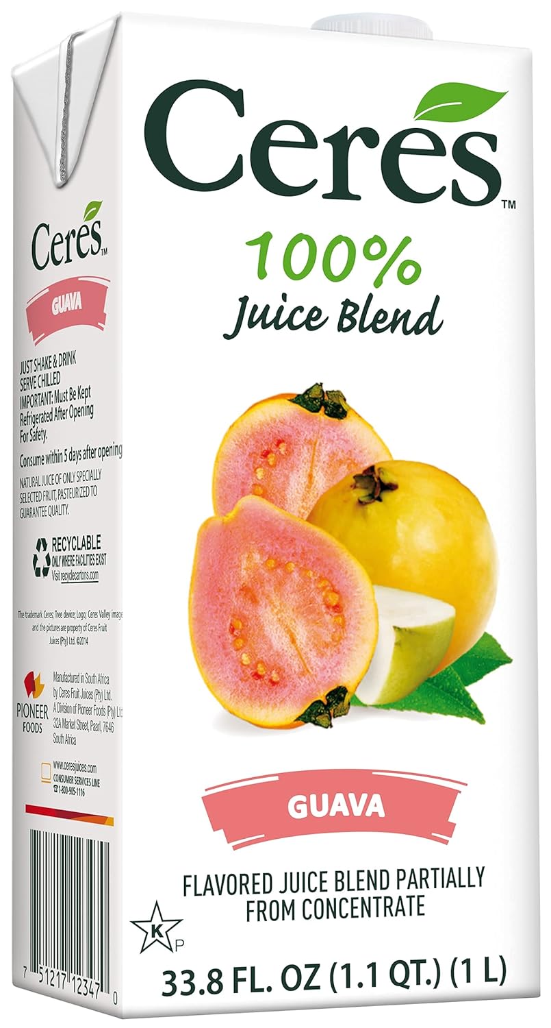 Ceres 100% All Natural Pure Fruit Juice Blend, Guava - Gluten Free, Rich in Vitamin C, No Added Sugar or Preservatives, Cholesterol Free - 33.8 FL OZ (Pack of 12)