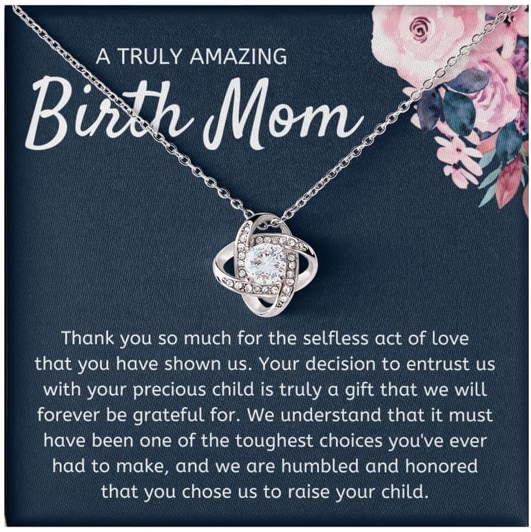 Birth Mom Necklace Message Card Box Love Knot Mahogany - Your Decision To Entrust - Appreciation Motherhood Pregnancy from Adoptive Parents