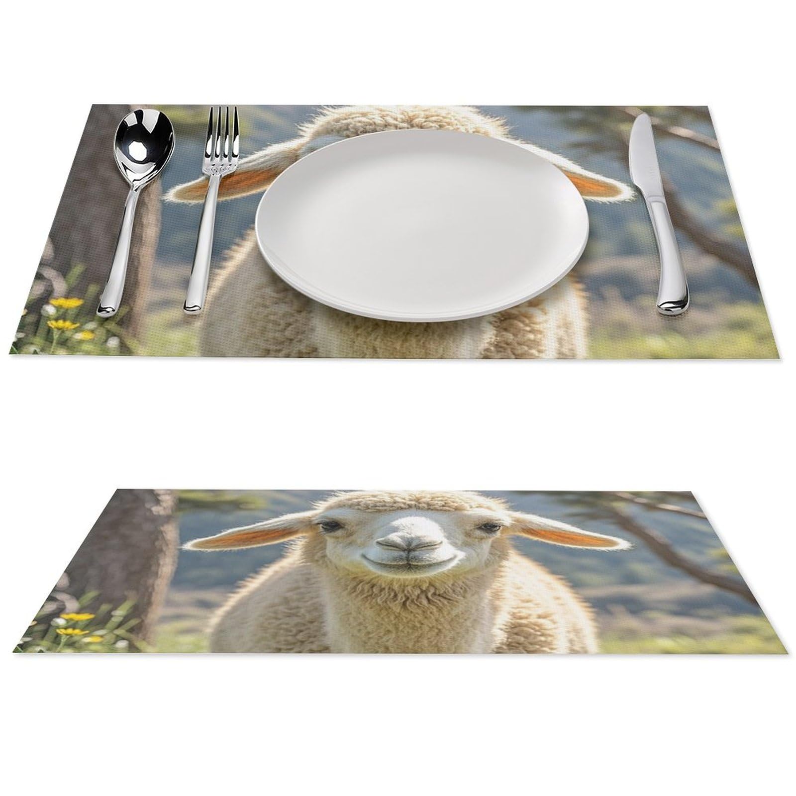 Sets de table imprimés agneau résistants à la chaleur et lavables en PVC