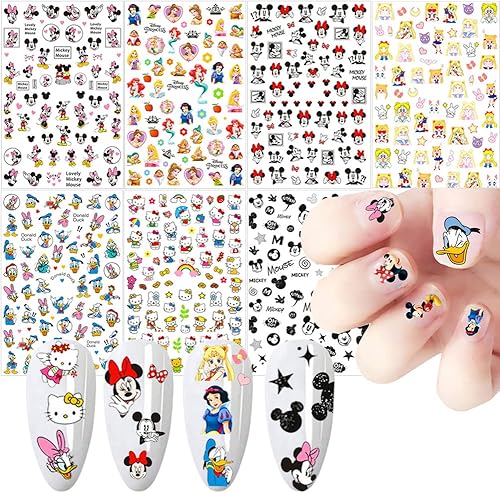 Calcomanías de uñas de dibujos animados, calcomanías de uñas de dibujos animados 3D, autoadhesivas, suministros de arte de uñas, calcomanías de