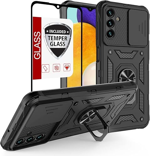 GORGCASE Funda para Samsung Galaxy A13 5G con cubierta de cámara y protección de lente con protector de pantalla de vidrio templado (cobertura
