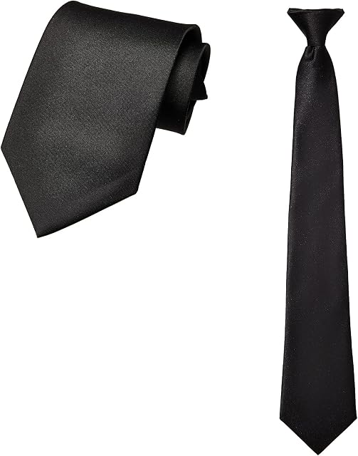 2 Pieces Clip On Tie with Clip Pre-tied Neckties Matte Standard Security Tie for Wedding Funeral Formal Business Tie