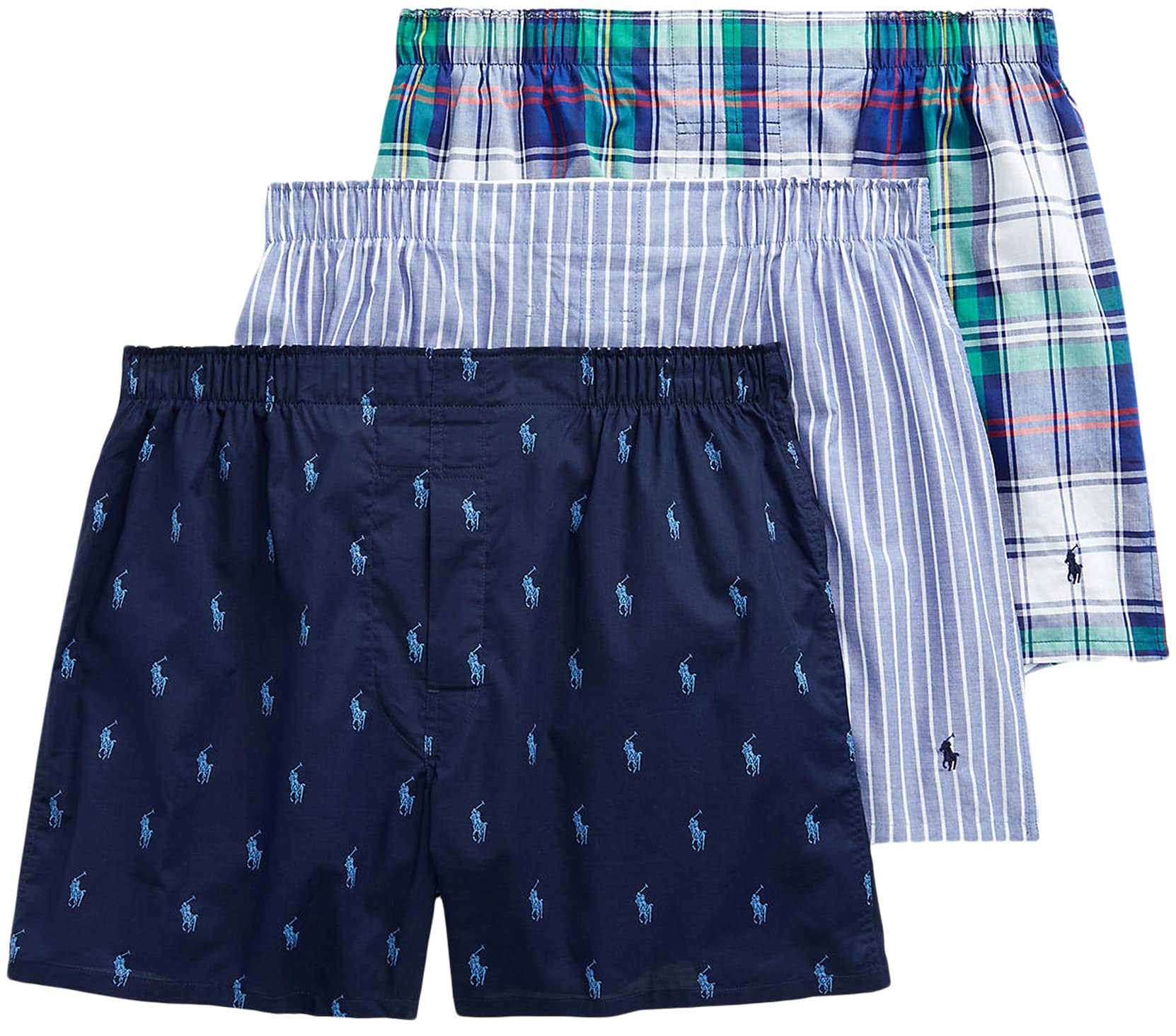 mens Classic Fit Woven Cotton Boxers Boxer Shorts (pack of 3)