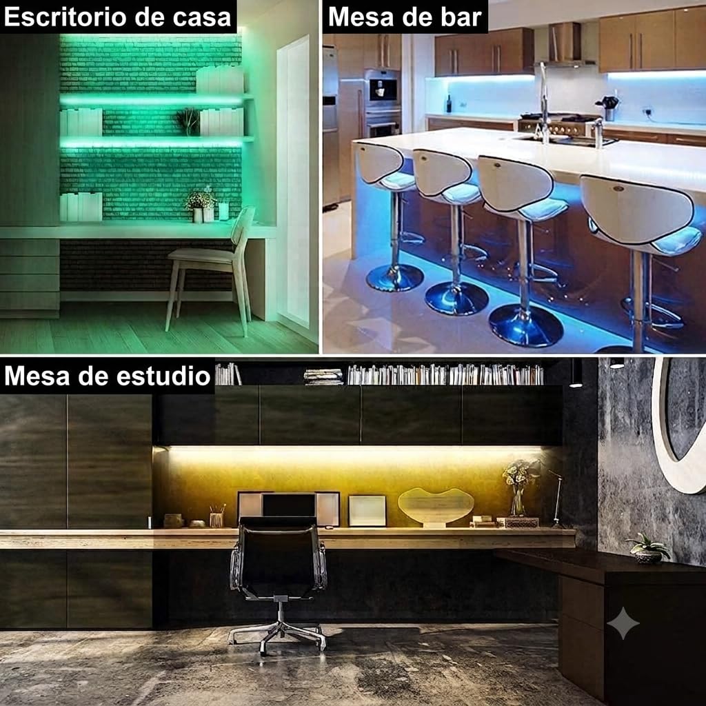Cefrank Tiras LED RGB Conectables para Muebles | 4x30cm Iluminación Inteligente con Sincronización Musical & App | 16 Millones Colores Kit Luz Bajo Gabinete | App, sincronización de música, vinculable