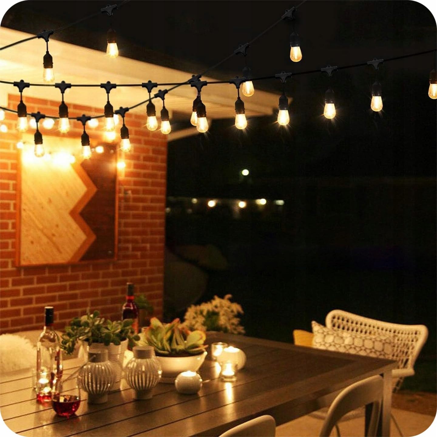 KRUMAD Guirlande lumineuse LED extérieur 10m, ampoules E27 blanc chaud 2700K, IP44 résistant aux intempéries, éclairage de fête pour jardin, balcon, terrasse, guirlande lumineuse extérieure pour
