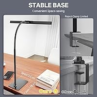 Vista 8 de Kary LED Desk Lamp with Base,Eye-Care Architect Light for Home Office,12W Task Lamp with Adjustable Flexible Gooseneck USB Adapter Touch Control 5