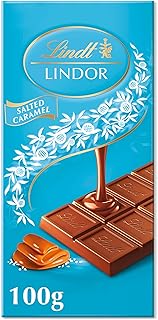 Lindt Lindor Milk Chocolate Salted Caramel Bar, 100g