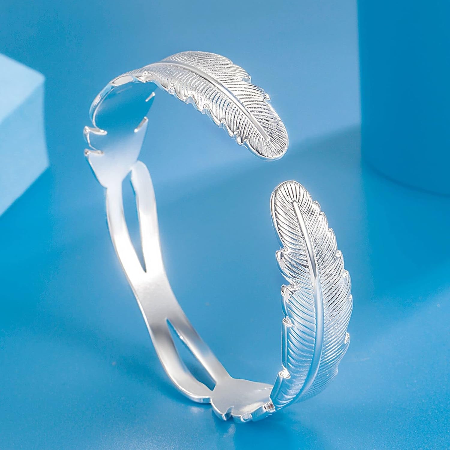 BUYITO Sterling Silver Bangle Bracelets for Women 925 Sterling Silver Cuff Bangles Adjustable Fashion Women Jewelry Lucky Fidget Bracelet for Women Mom Wife Valentine Mothers Day Gift