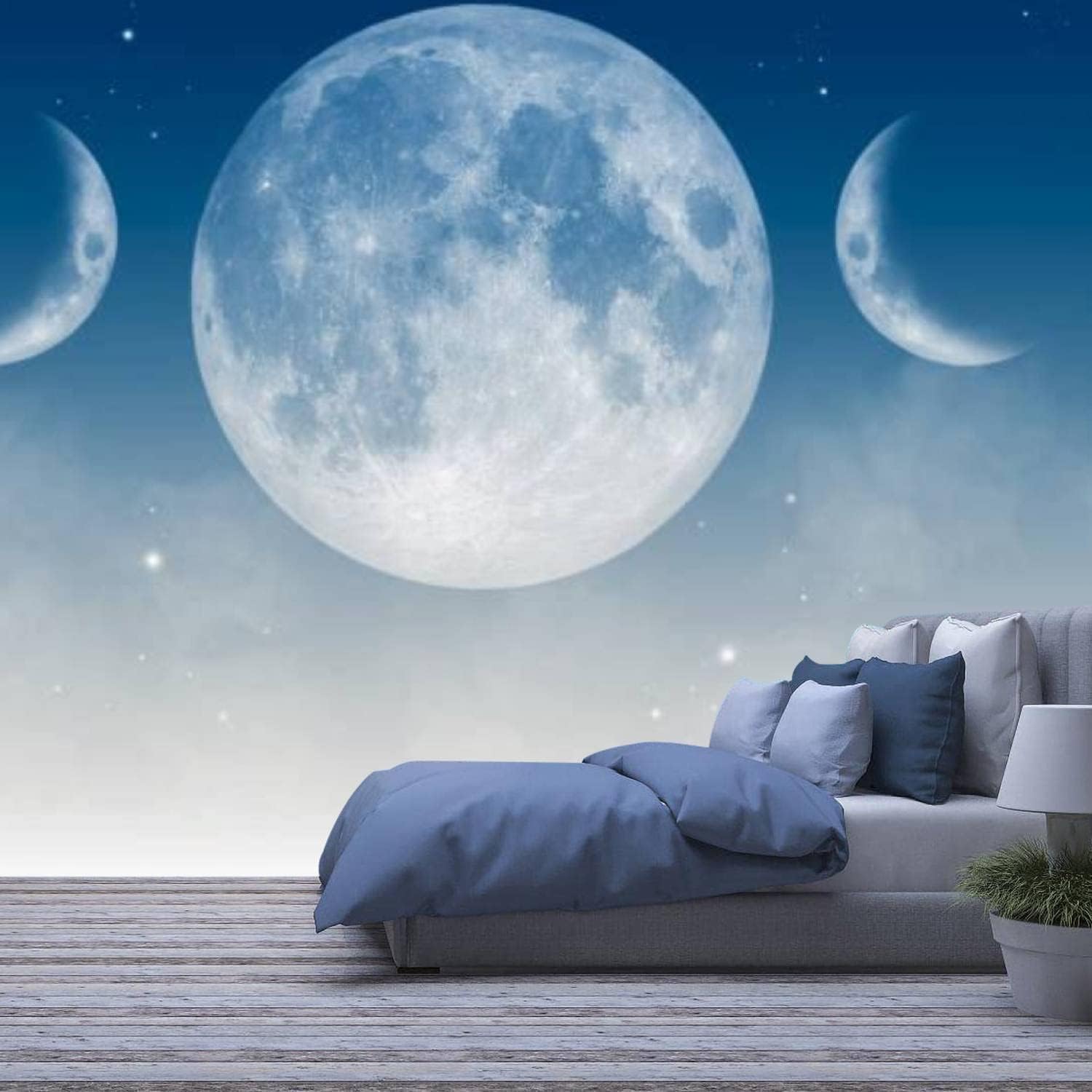 Papier Peint Photo 3D Paysage Lunaire Amovible Grand Format 300x210 cm