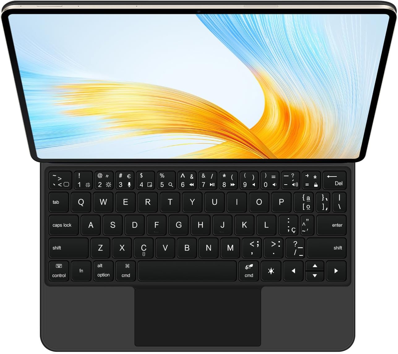 Keyboard Case for Huawei MatePad Pro 13.2 (2023), Easy-Set Magic Floating Cantilever Stand,7 Colors Backlight, Built-in Trackpad,Black,Portuguese