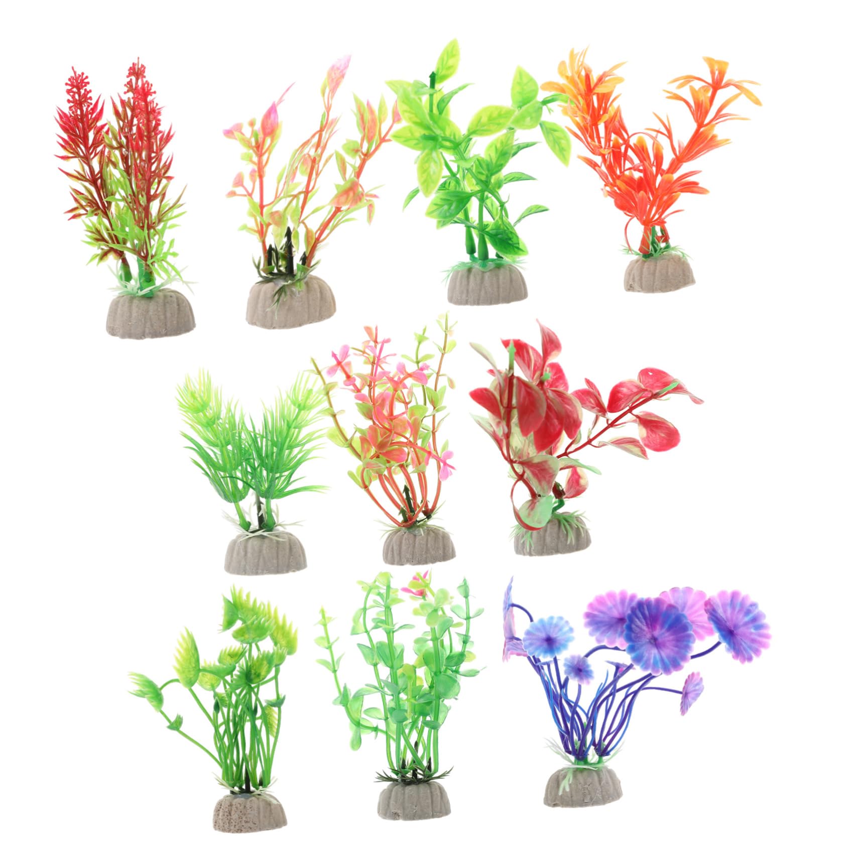 ABOOFAN 5 Set Piante Acquatiche Artificiali Arredamento Carri Armati Acquatico Pianta Decorazioni Per Accessori Per Acquari Piante D'acquario Finte Plastica 10 Pezzi*5
