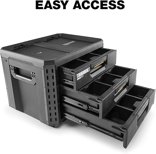 Miniatura 5 de ToughBuilt StackTech - Caja de herramientas de 3 cajones, caja de herramientas portátil resistente, capacidad de 50 libras, organizador de