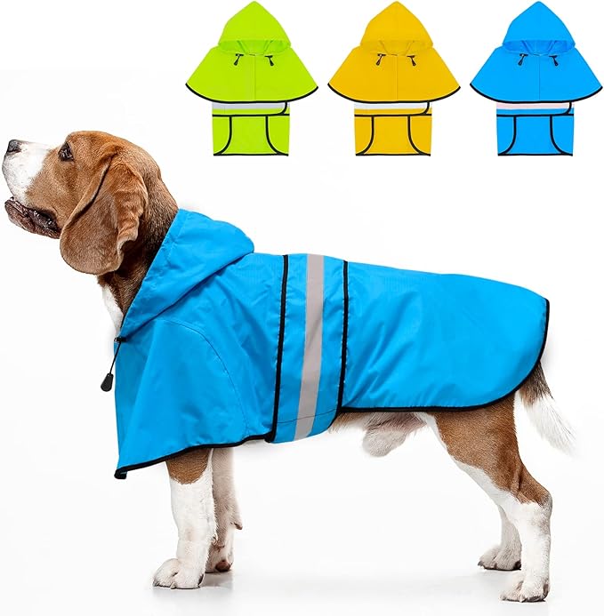 Dolitego Dog Raincoat Reflective Dog Rain Coat, Waterproof Dog Jacket