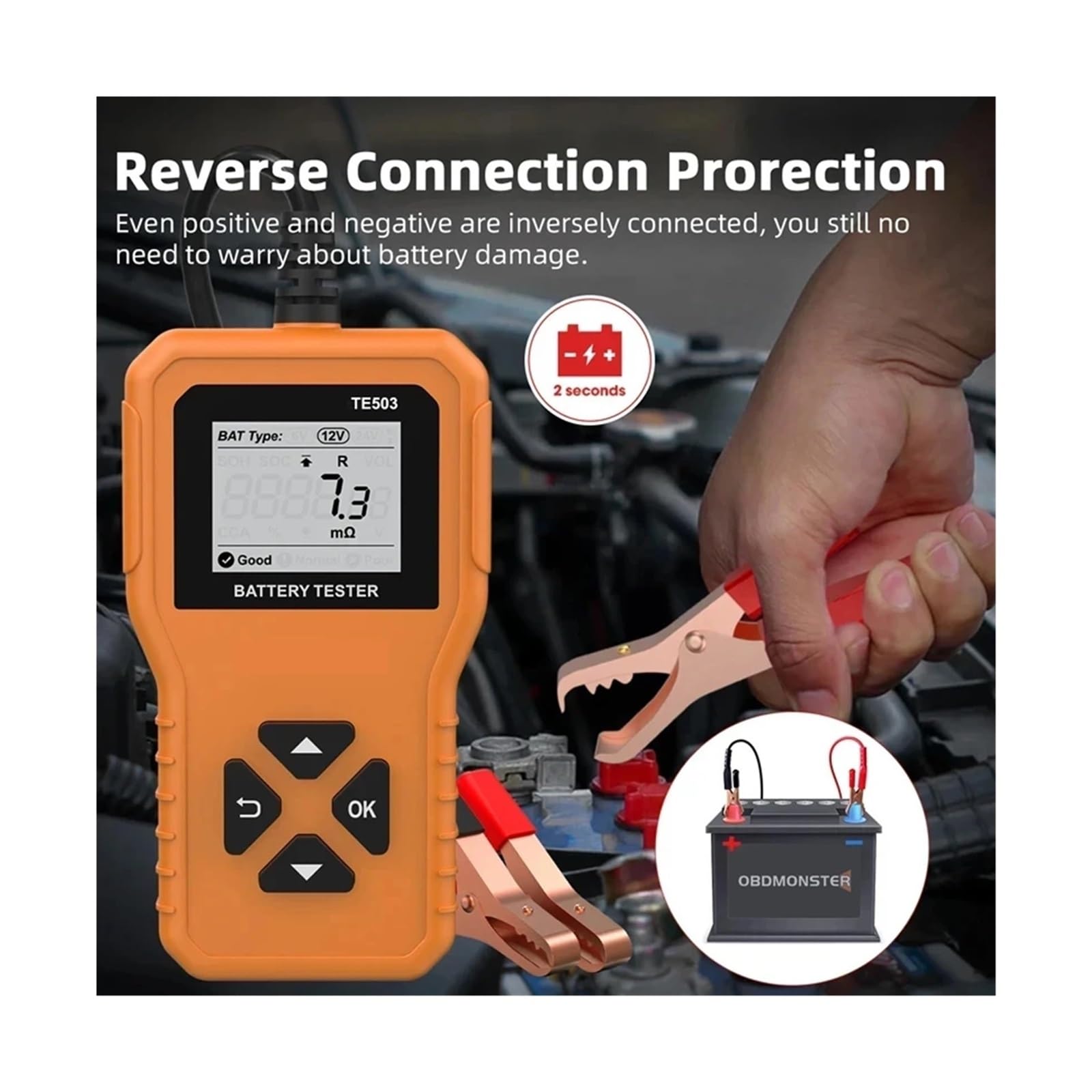Batterie-Belastungstester, Autobatterietester 100-2200 CCA Batteriesystemanalysator BM550 Autobatteriewerkzeug 6V 12V 24V Autobatterie-Erkennungszubehör