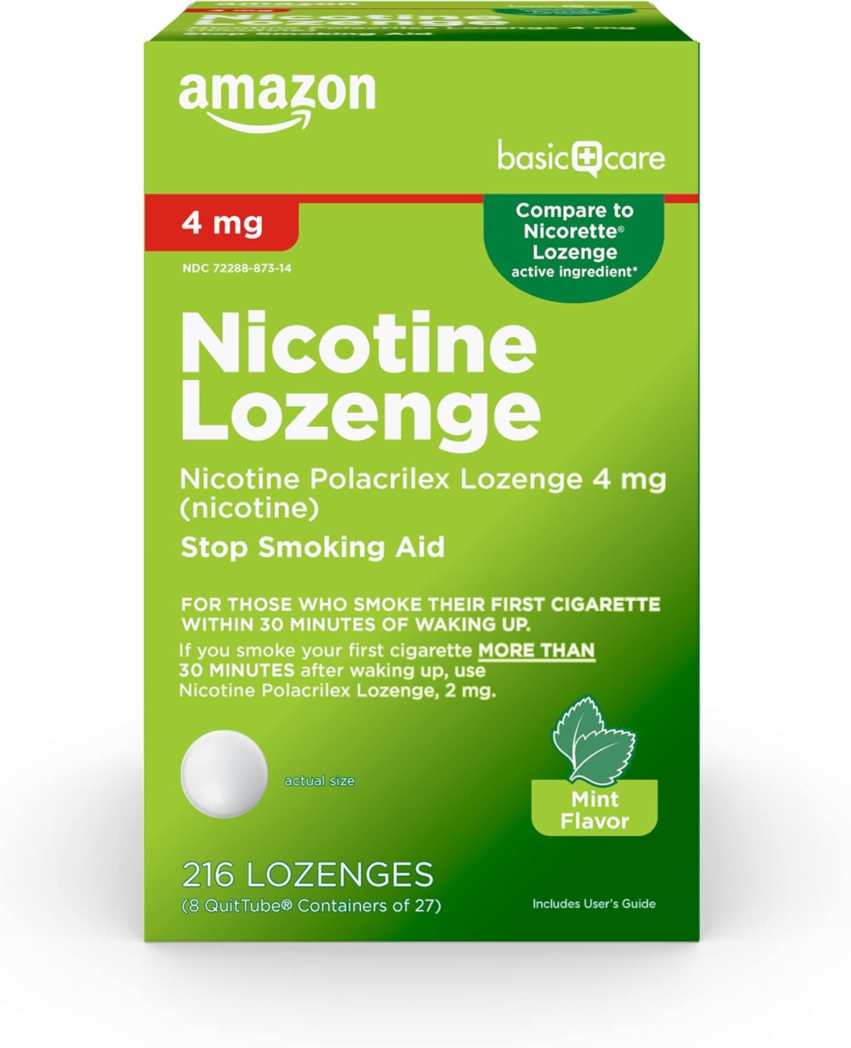 Amazon Basic Care Nicotine Polacrilex Lozenge, 4 mg