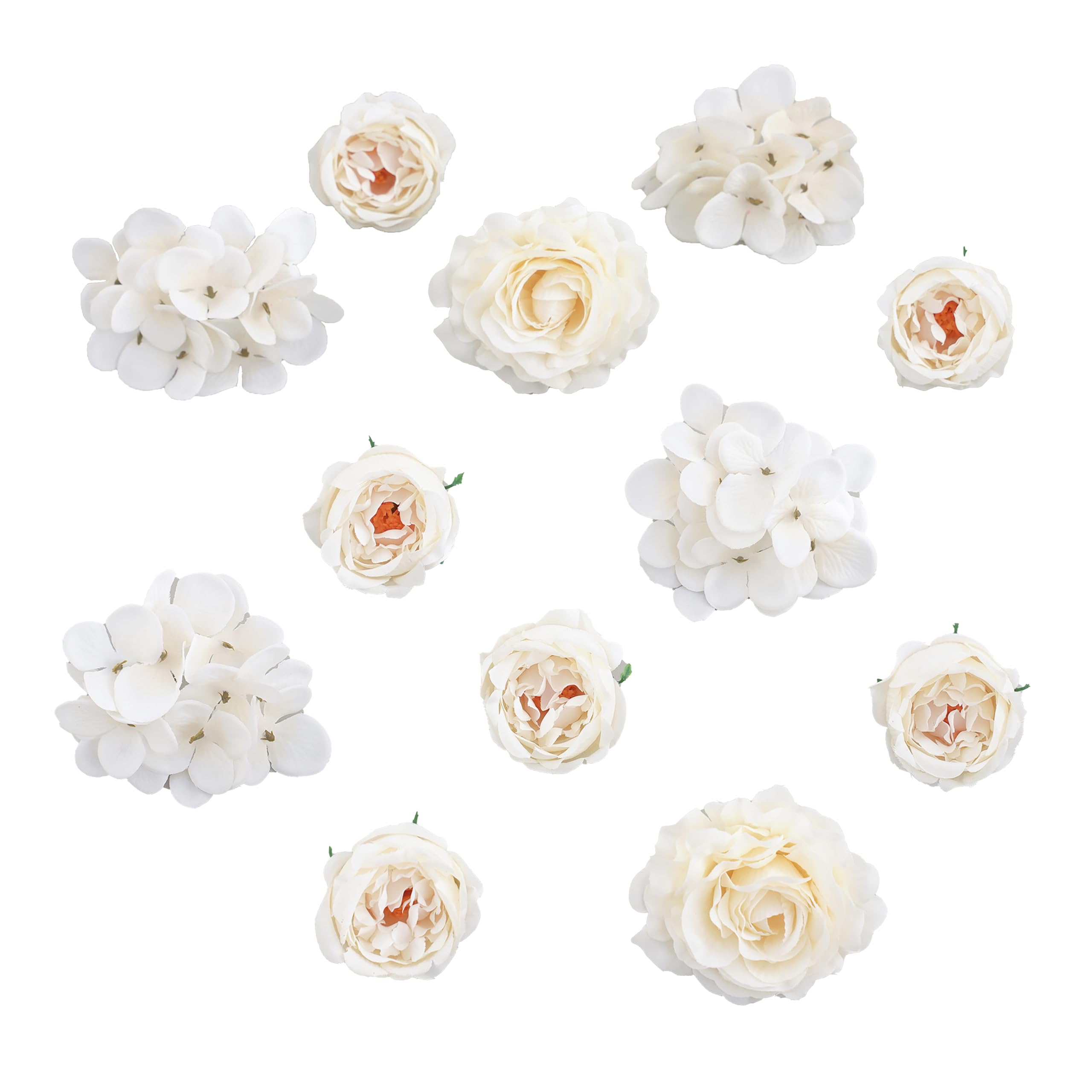 DABAOOU 24Pcs Artificial Flower Heads Fake Flower with Stems Silk Faux Flowers Craft Peony Rose for DIY Table Decorations Arrangement Wedding Party Cake Hair Home Decor (white) - Image 2