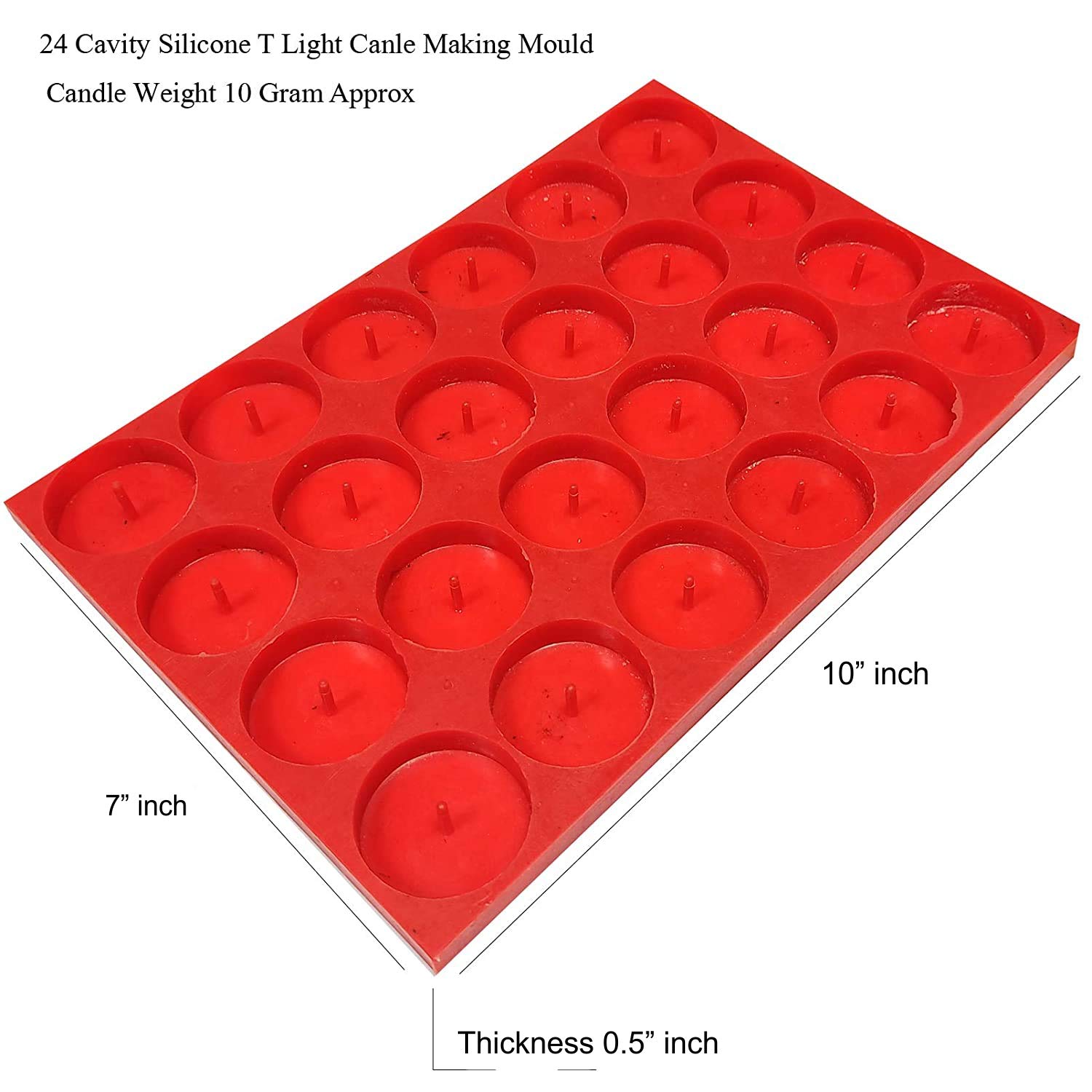 KROKIO® - Silicone Tealight Candle Making Mould 10 gm 24 Cavity Red Color Mold for Candle Making Moulds 1